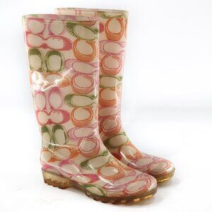 COACH Poppy Pixy Dream Signature Print Rain Boots Mid-Calf